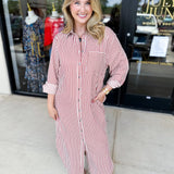 Button Down Casual Midi Dress - Rust-500 Midi-ENTRO-July & June Women's Fashion Boutique Located in San Antonio, Texas