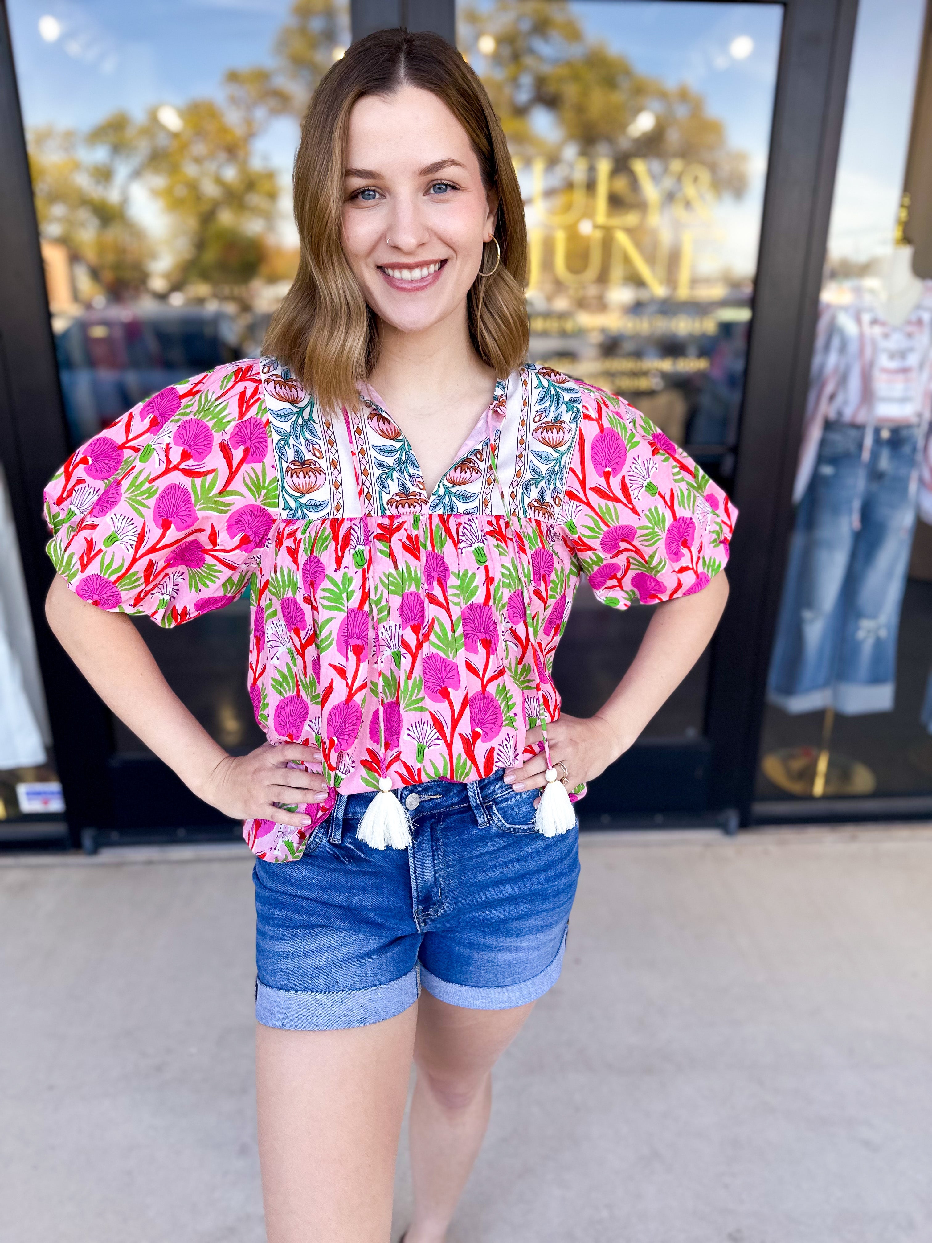 THML - Garden Harvest Blouse-200 Fashion Blouses-THML-July & June Women's Fashion Boutique Located in San Antonio, Texas