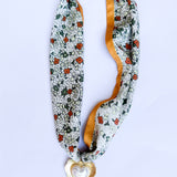Scarf Necklace - Mustard Florals & Gold Heart-110 Jewelry & Hair-HART DESIGNS-July & June Women's Fashion Boutique Located in San Antonio, Texas