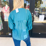The Avery Blouse - Teal-200 Fashion Blouses-FATE-July & June Women's Fashion Boutique Located in San Antonio, Texas