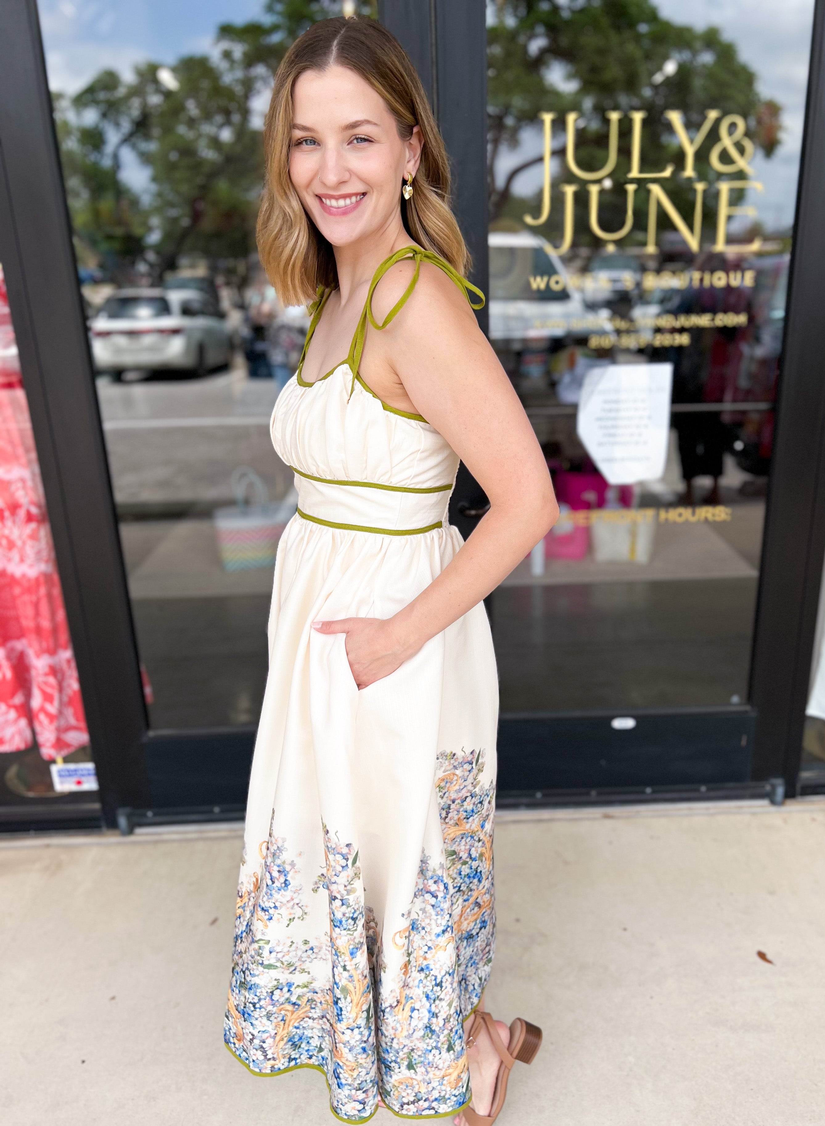 Garden Party Midi Dress-500 Midi-ENTRO-July & June Women's Fashion Boutique Located in San Antonio, Texas