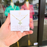 Natalie Wood - Radiant Cross Drop Necklace in Mint-110 Jewelry & Hair-Natalie Wood-July & June Women's Fashion Boutique Located in San Antonio, Texas