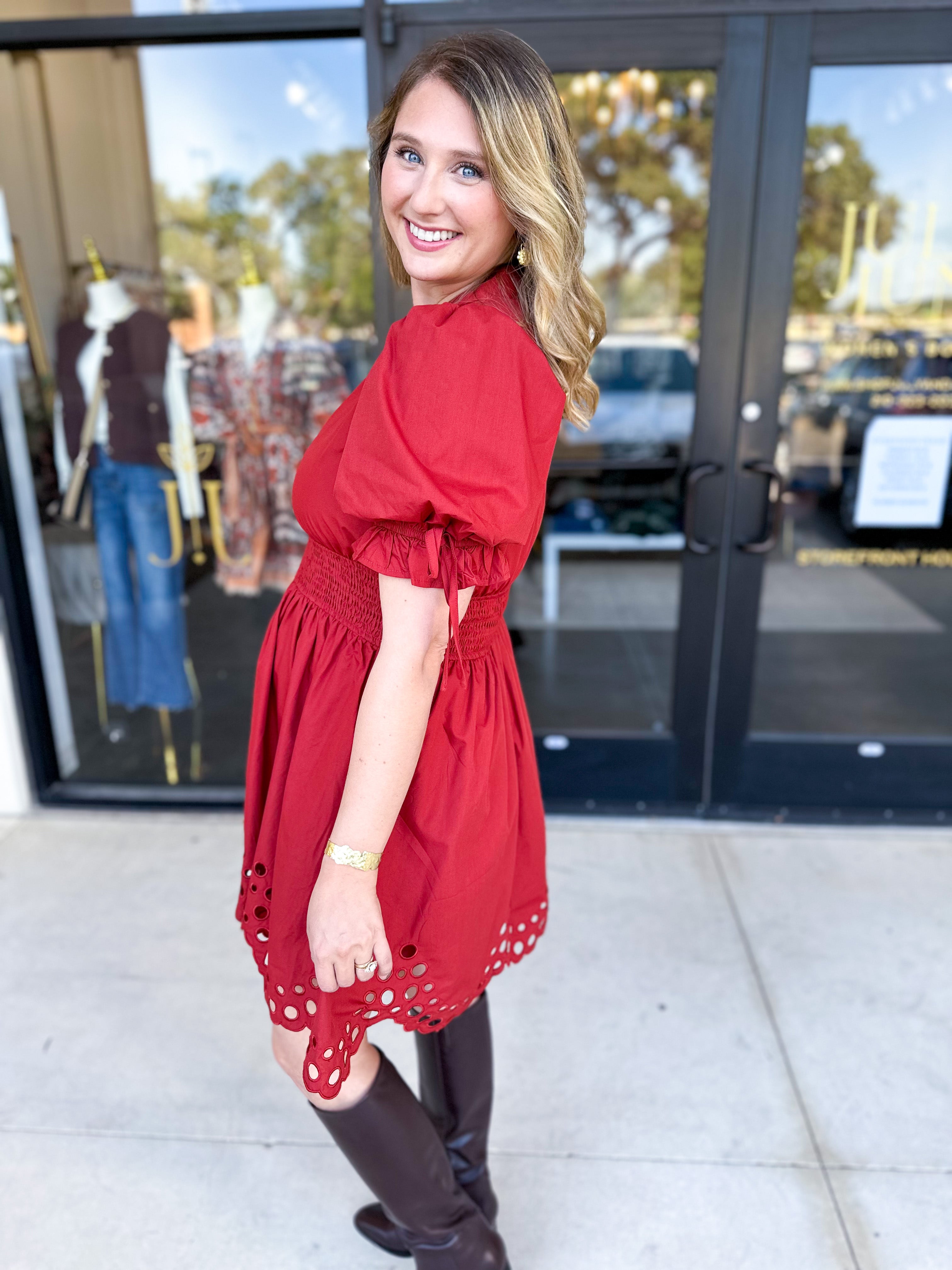 The Adeline Mini Dress - Brick-510 Mini-ENTRO-July & June Women's Fashion Boutique Located in San Antonio, Texas