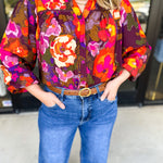 Vibrant Fall Florals Blouse-200 Fashion Blouses-FATE-July & June Women's Fashion Boutique Located in San Antonio, Texas