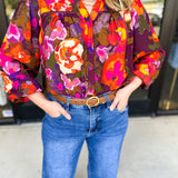 Vibrant Fall Florals Blouse-200 Fashion Blouses-FATE-July & June Women's Fashion Boutique Located in San Antonio, Texas