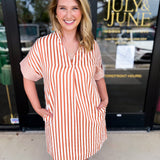 THML - Rust Stripe Mini Dress-510 Mini-THML-July & June Women's Fashion Boutique Located in San Antonio, Texas