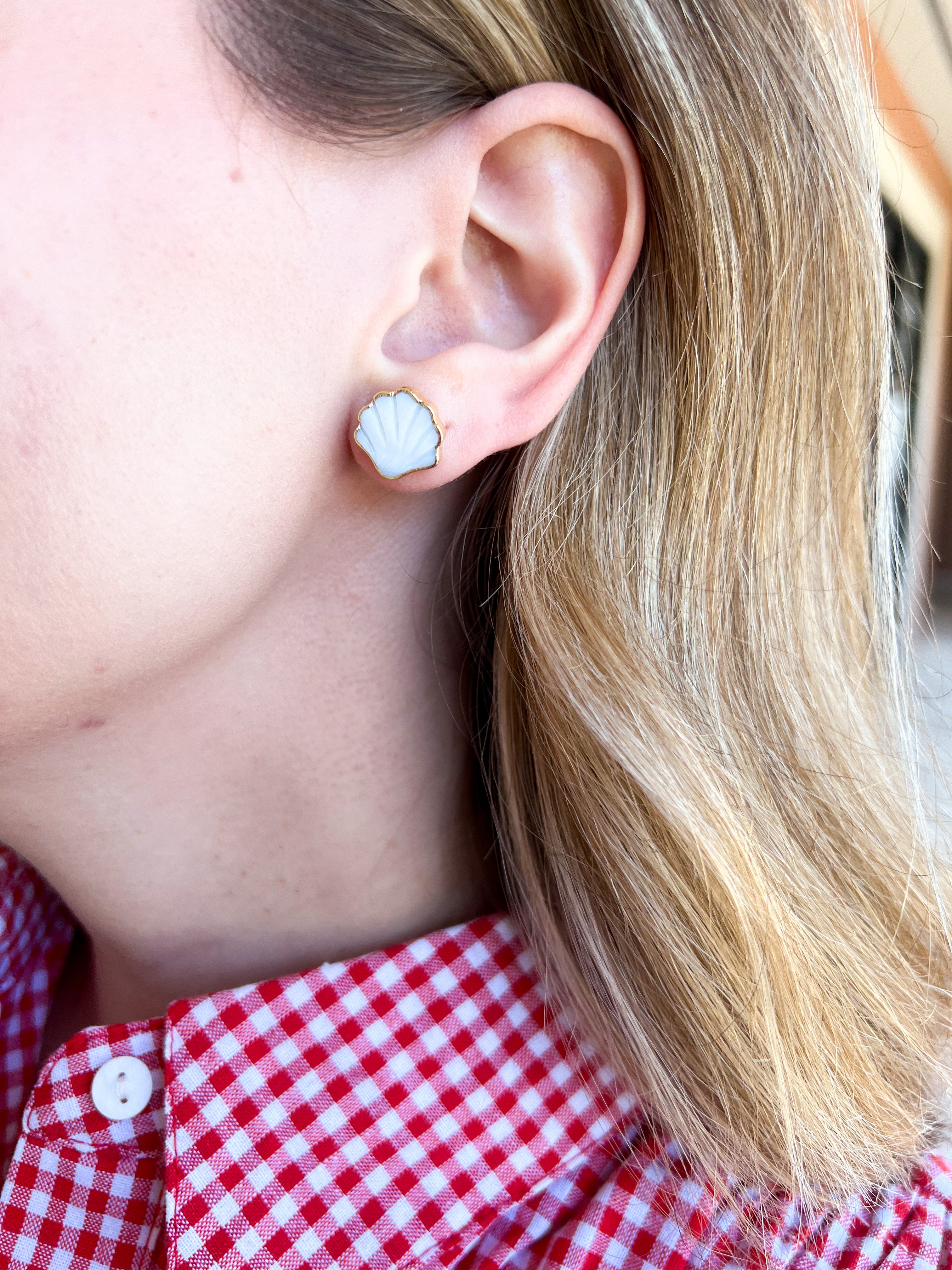 Easton Elle - Shell Shaped Stud Earrings-110 Jewelry & Hair-Easton Elle-July & June Women's Fashion Boutique Located in San Antonio, Texas