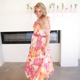 Peach Poppy Midi Dress-500 Midi-&MERCI-July & June Women's Fashion Boutique Located in San Antonio, Texas