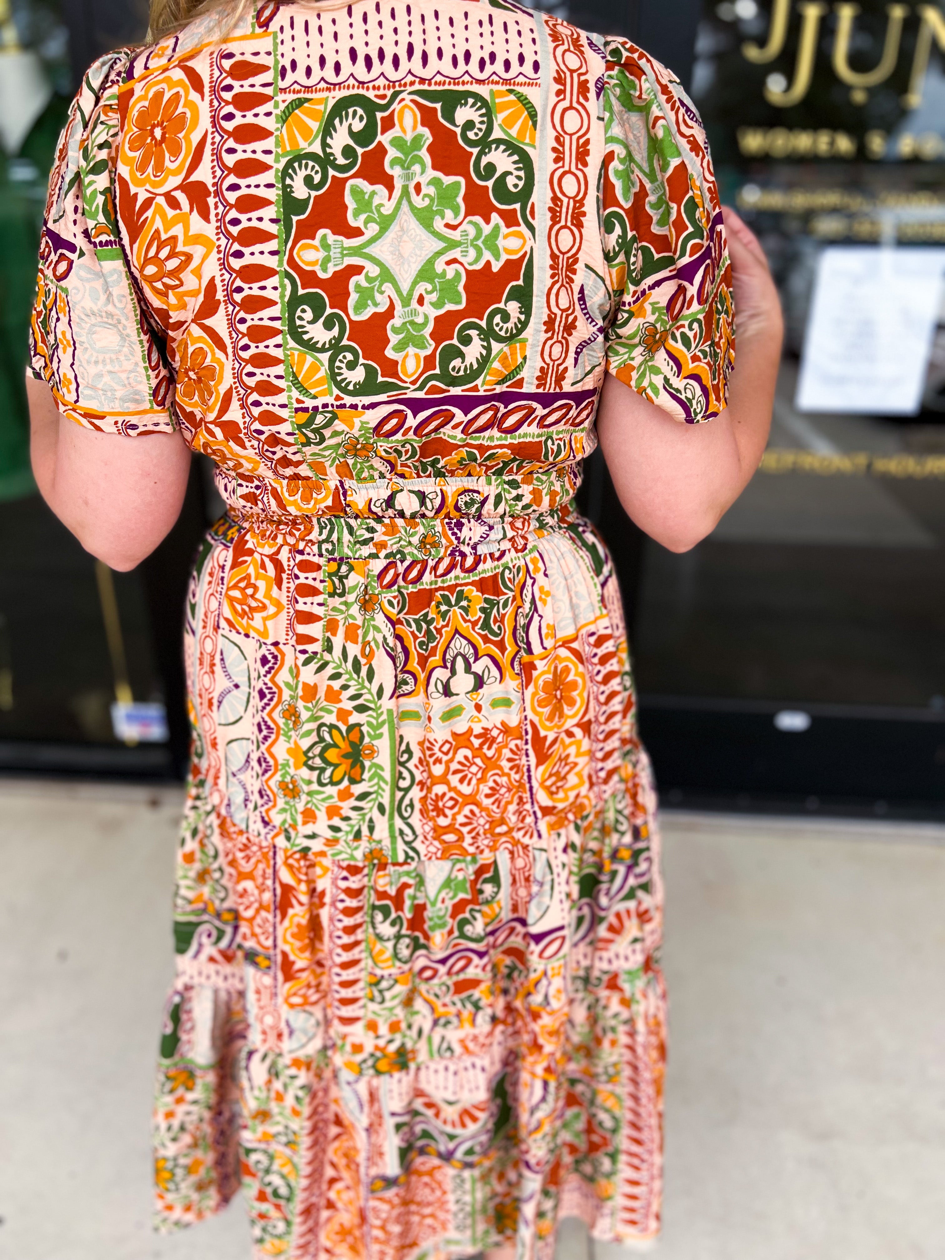 Auburn Abstract Midi Dress-500 Midi-FATE-July & June Women's Fashion Boutique Located in San Antonio, Texas