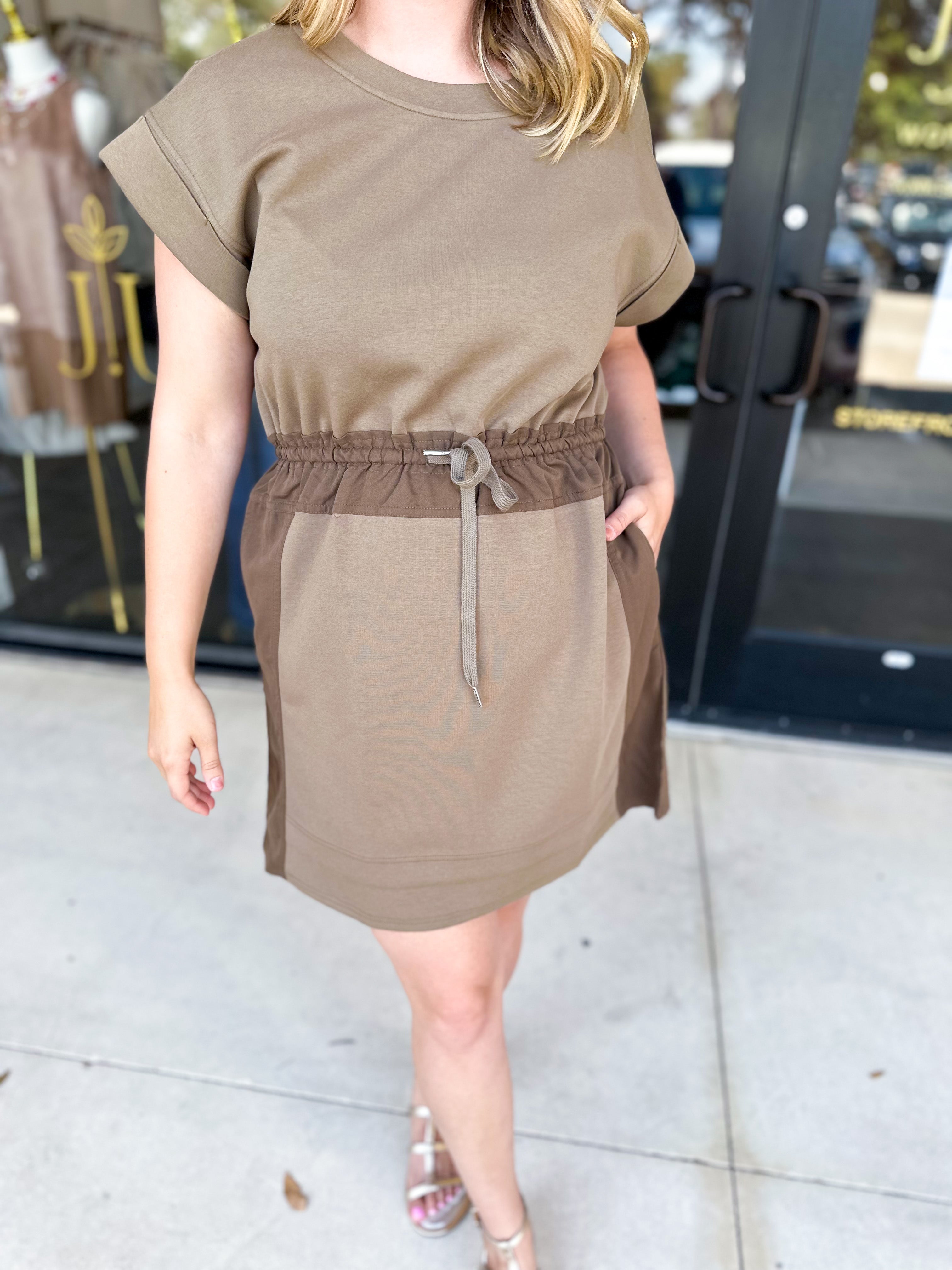 The Everyday Active Mini Dress - Olive Brown-510 Mini-JODIFL-July & June Women's Fashion Boutique Located in San Antonio, Texas