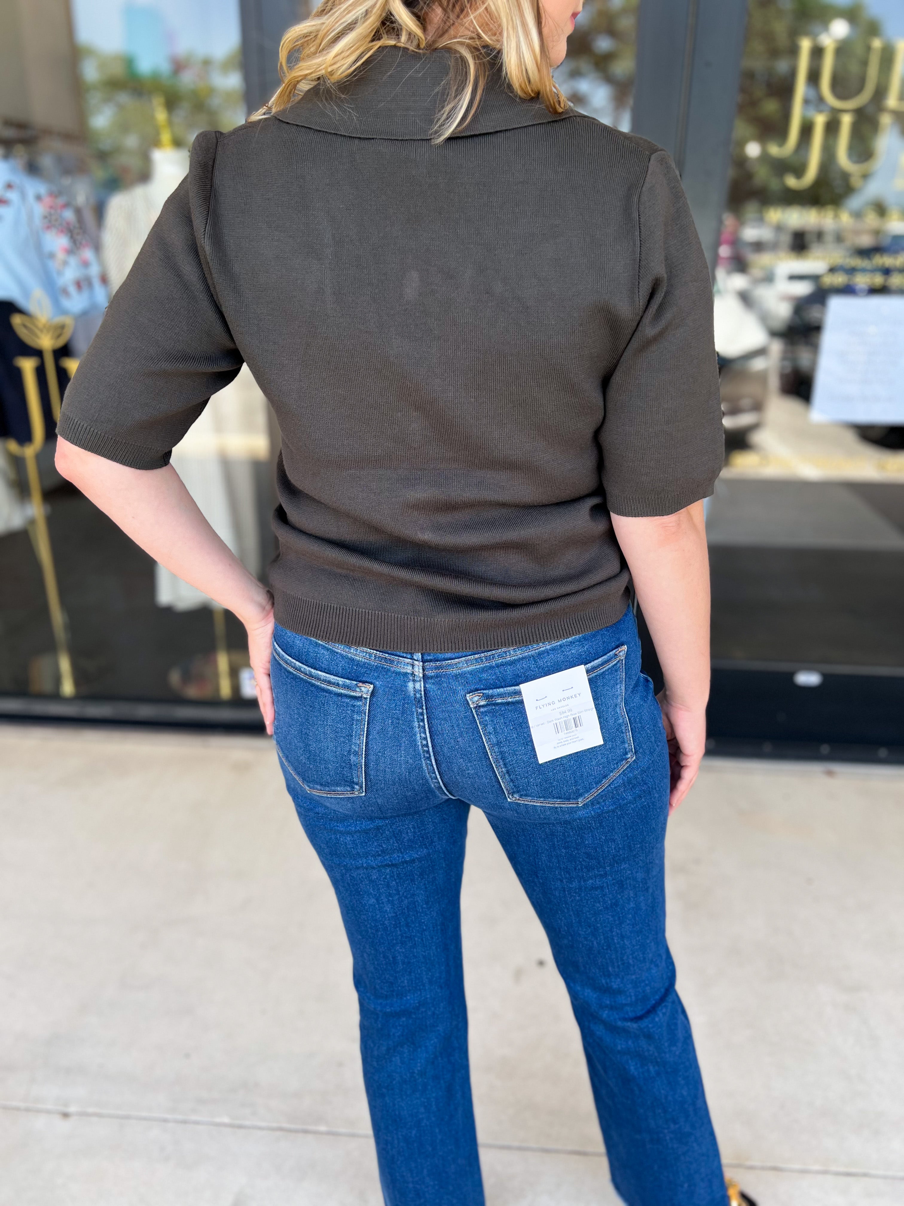 The Krissy Knit Top - Olive-200 Fashion Blouses-SKIES ARE BLUE-July & June Women's Fashion Boutique Located in San Antonio, Texas