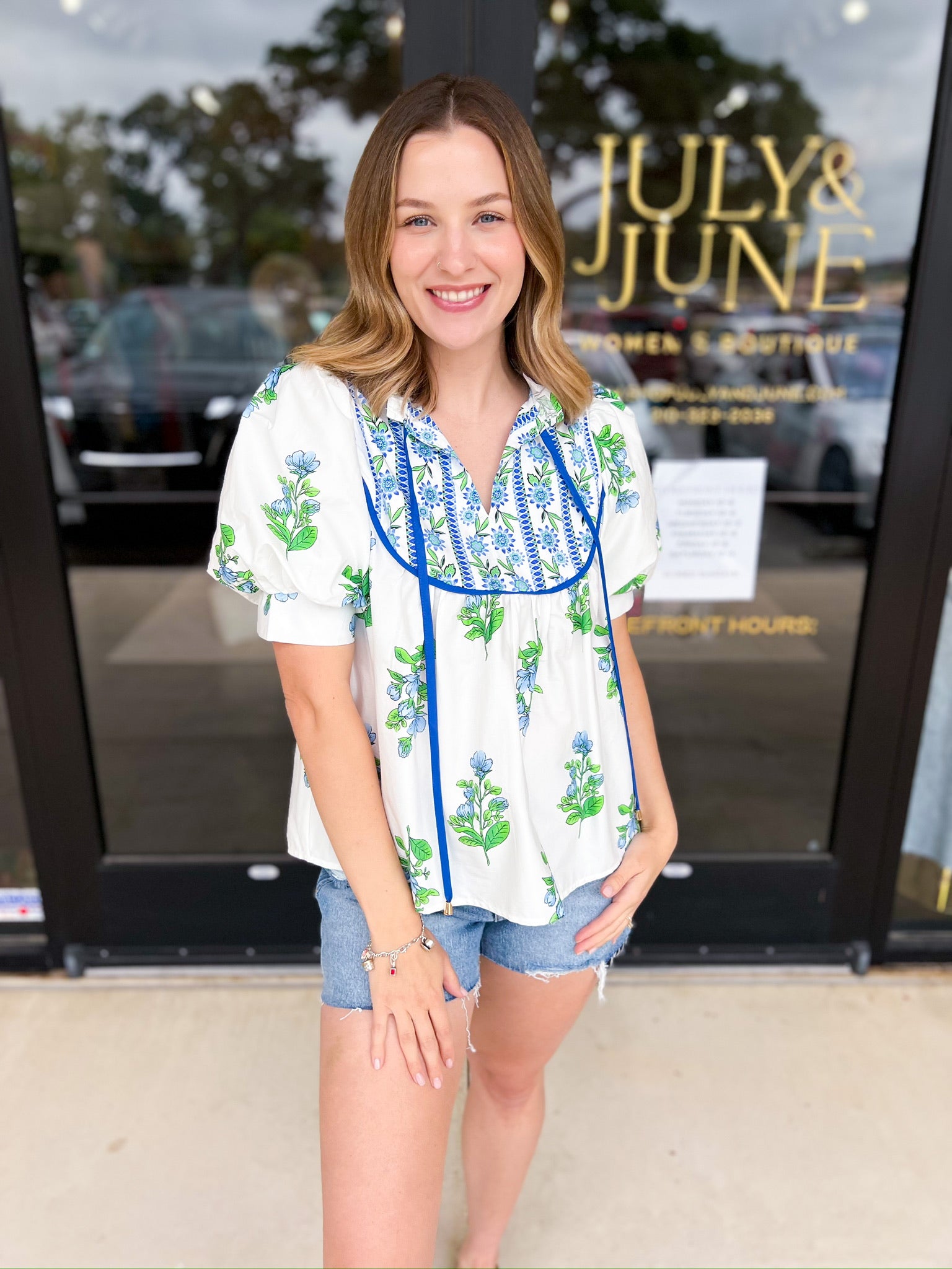 Summer Garden Blouse-200 Fashion Blouses-ENTRO-July & June Women's Fashion Boutique Located in San Antonio, Texas