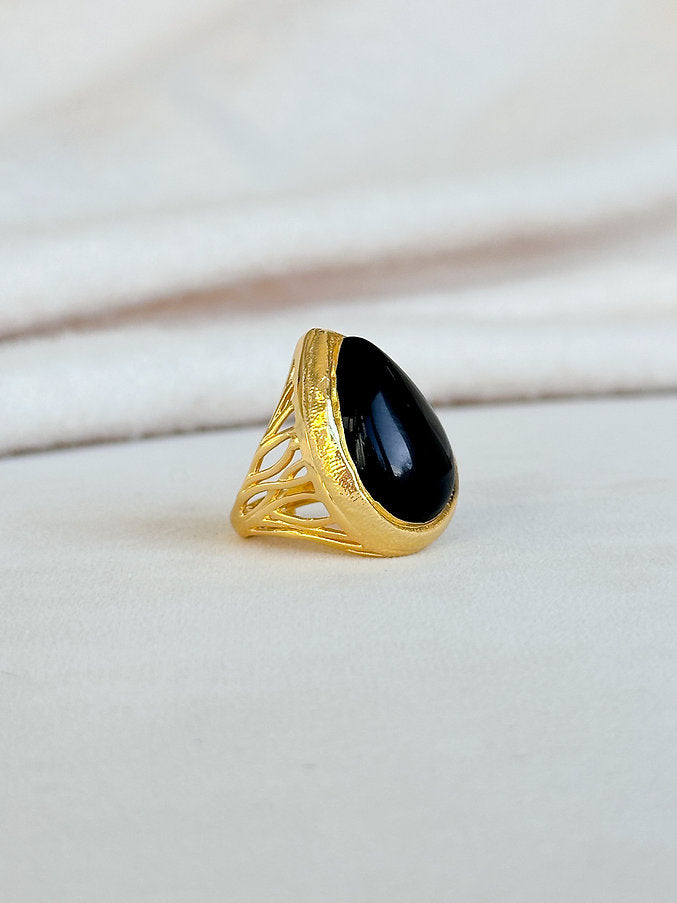 Easton Elle - Tear Drop Ring - Black-110 Jewelry & Hair-Easton Elle-July & June Women's Fashion Boutique Located in San Antonio, Texas