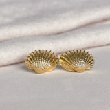 Easton Elle - Gold Shell Stud Earrings-110 Jewelry & Hair-Easton Elle-July & June Women's Fashion Boutique Located in San Antonio, Texas