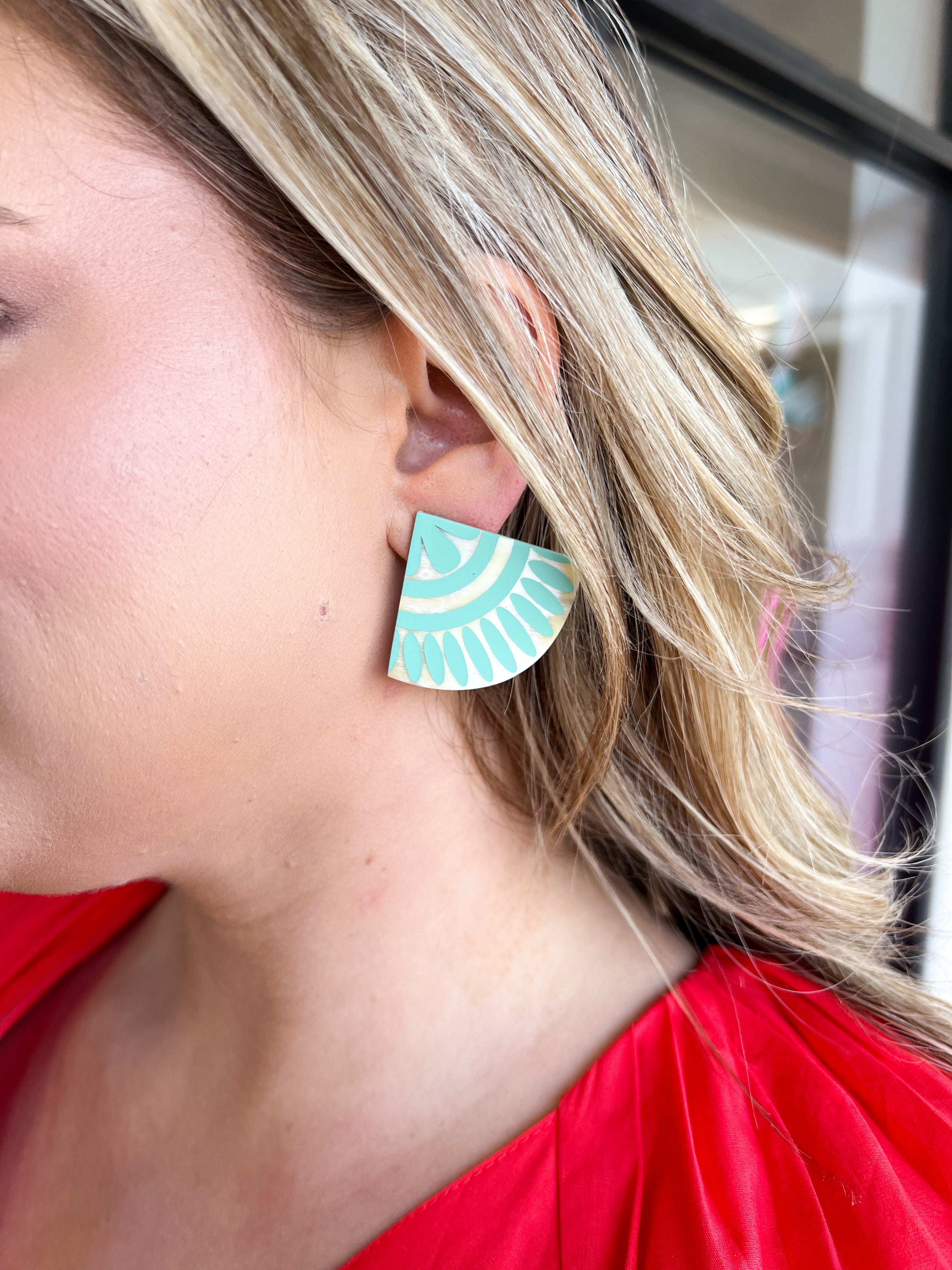 Sunshine Tienda -Seafoam Tile Earrings-110 Jewelry & Hair-Sunshine Tienda-July & June Women's Fashion Boutique Located in San Antonio, Texas