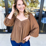 Sweetheart Neck Blouse-200 Fashion Blouses-ABLE-July & June Women's Fashion Boutique Located in San Antonio, Texas