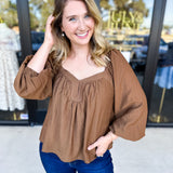 Sweetheart Neck Blouse-200 Fashion Blouses-ABLE-July & June Women's Fashion Boutique Located in San Antonio, Texas