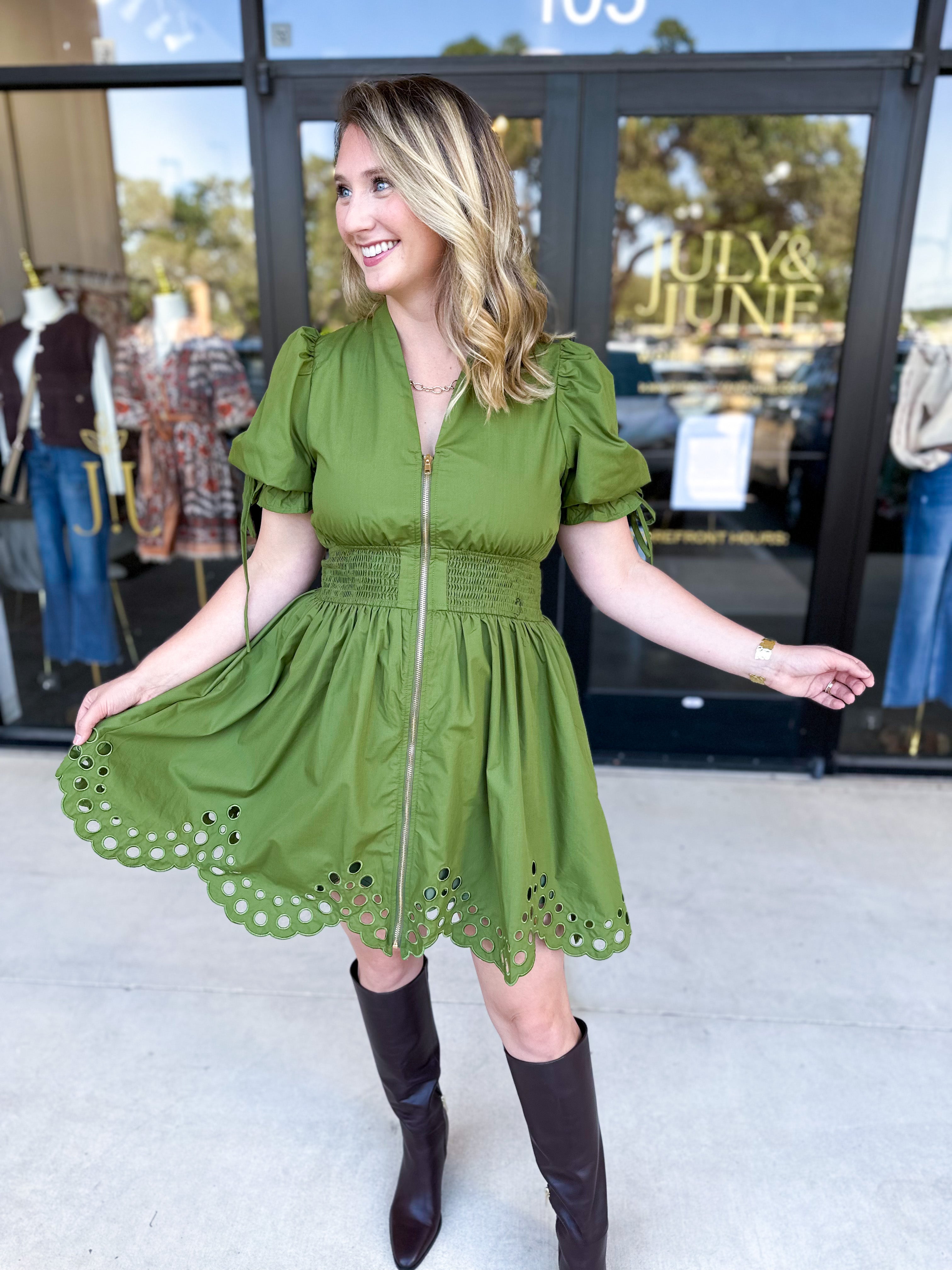 The Adeline Mini Dress - Olive-510 Mini-ENTRO-July & June Women's Fashion Boutique Located in San Antonio, Texas