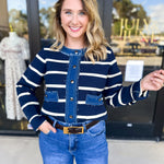 Denim Dreams Cardigan-230 Sweaters/Cardis-ENTRO-July & June Women's Fashion Boutique Located in San Antonio, Texas