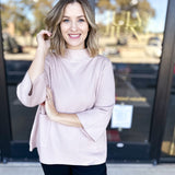 Sparkle Mock Neck Sweater- Rosé-230 Sweaters/Cardis-FATE-July & June Women's Fashion Boutique Located in San Antonio, Texas