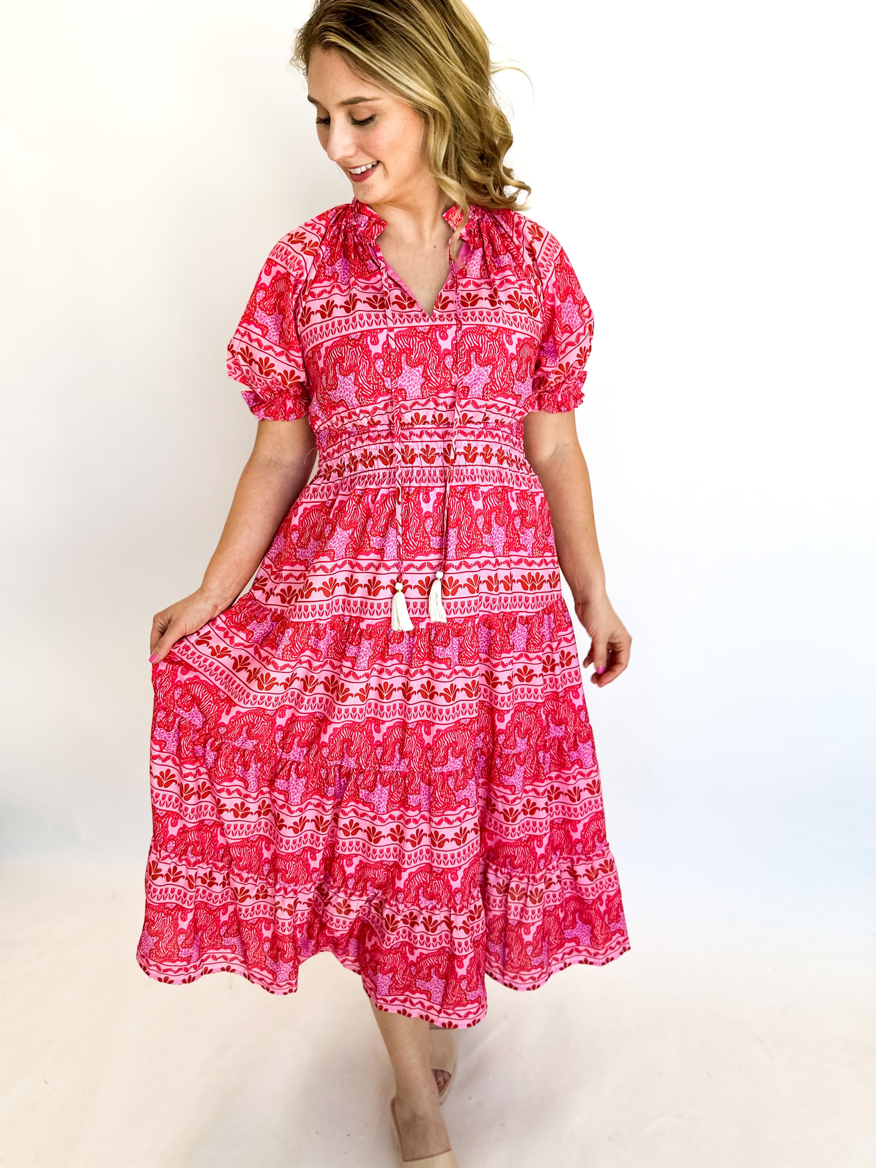 Cabo Pink Midi Dress - THML-500 Midi-THML-July & June Women's Fashion Boutique Located in San Antonio, Texas