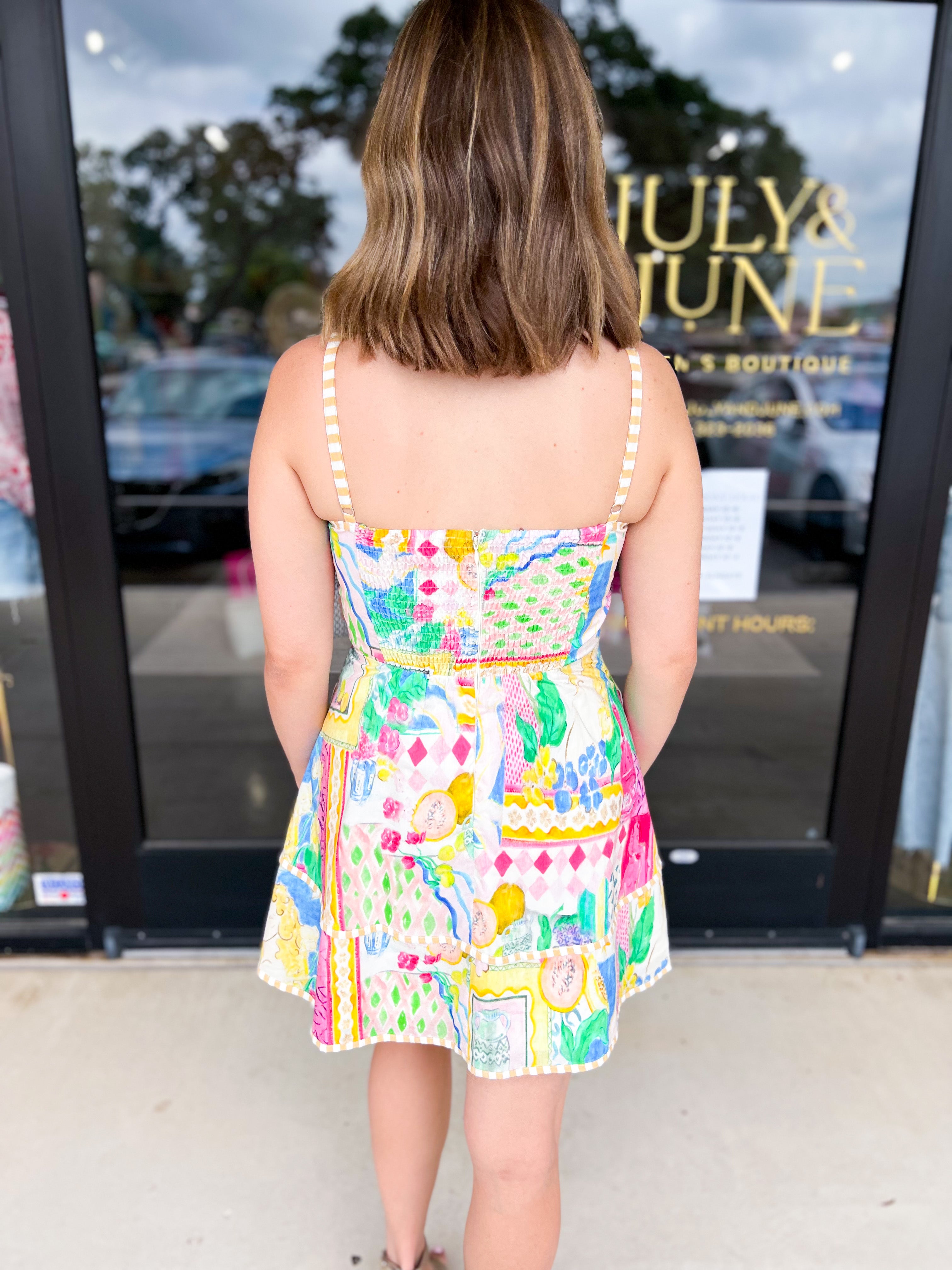 Party Print Mini Dress-510 Mini-ENTRO-July & June Women's Fashion Boutique Located in San Antonio, Texas