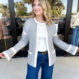 THML - Grey Color Block Cardigan-230 Sweaters/Cardis-THML-July & June Women's Fashion Boutique Located in San Antonio, Texas