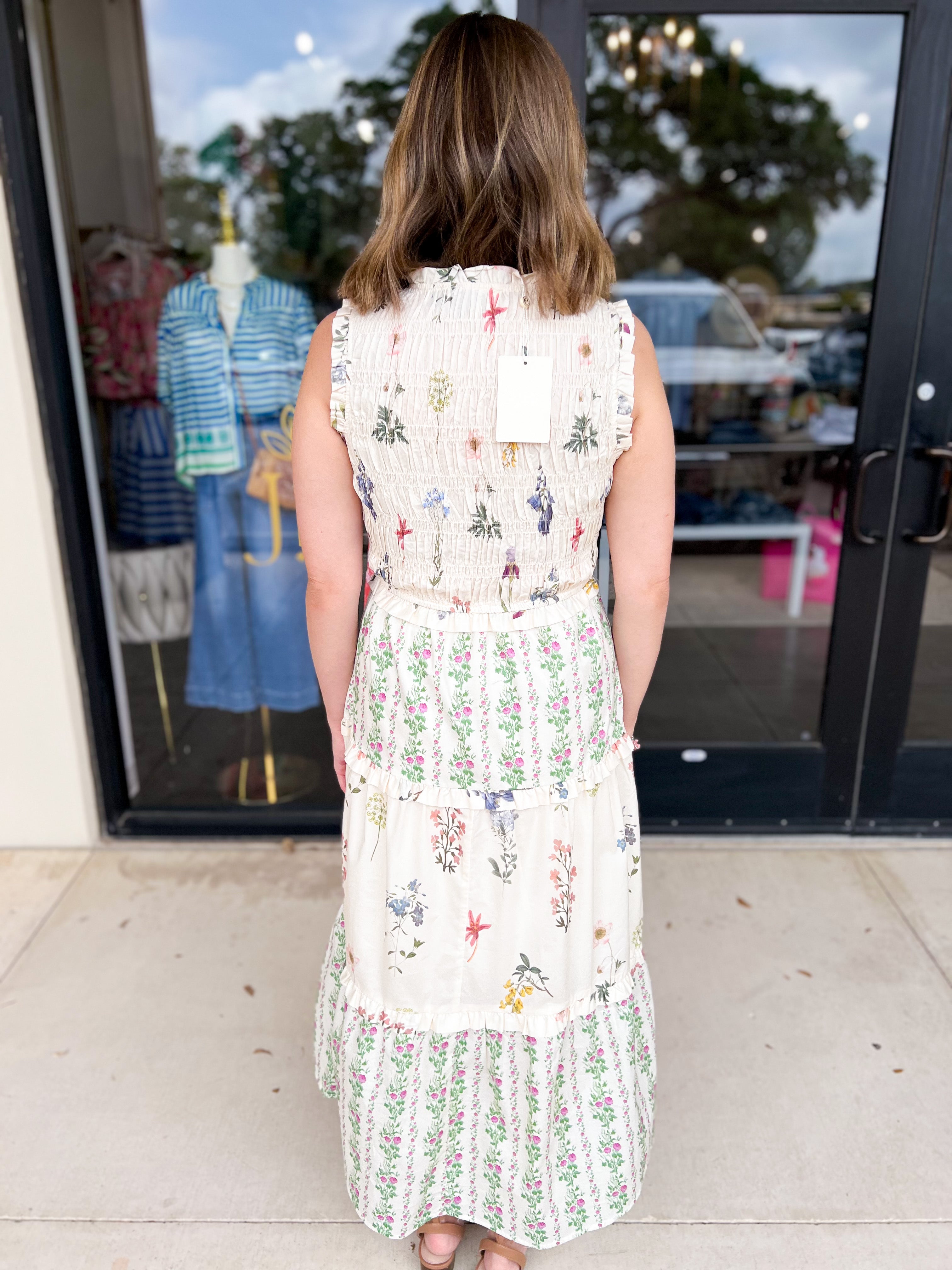 Enchanting Garden Midi Dress-500 Midi-ENTRO-July & June Women's Fashion Boutique Located in San Antonio, Texas