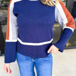 THML - Navy & Rust Sweter-230 Sweaters/Cardis-THML-July & June Women's Fashion Boutique Located in San Antonio, Texas