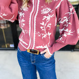 The Vintage Floral Sweater - Rose-230 Sweaters/Cardis-FATE-July & June Women's Fashion Boutique Located in San Antonio, Texas