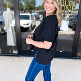 Closet Staple Collared Blouse - Black-200 Fashion Blouses-ENTRO-July & June Women's Fashion Boutique Located in San Antonio, Texas