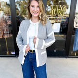 THML - Grey Color Block Cardigan-230 Sweaters/Cardis-THML-July & June Women's Fashion Boutique Located in San Antonio, Texas
