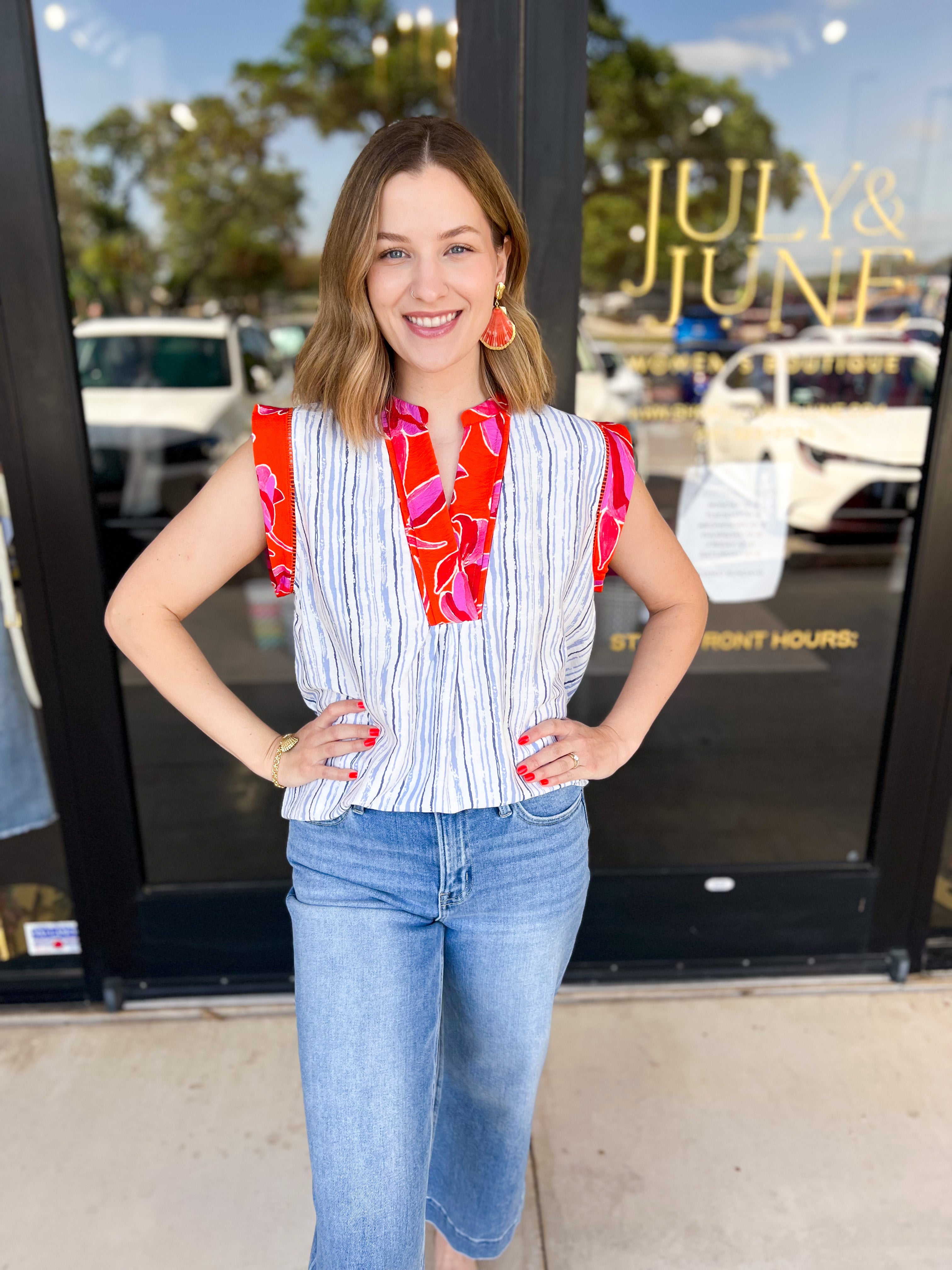 THML - Cally Blouse-200 Fashion Blouses-THML-July & June Women's Fashion Boutique Located in San Antonio, Texas