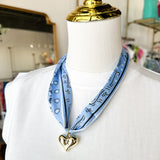 Scarf Necklace - Blue Bandana Heart Smooth-110 Jewelry & Hair-HART DESIGNS-July & June Women's Fashion Boutique Located in San Antonio, Texas