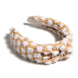 Tuffed Straw Headband - White & Tan-130 ACCESSORIES-SHIRALEAH-July & June Women's Fashion Boutique Located in San Antonio, Texas