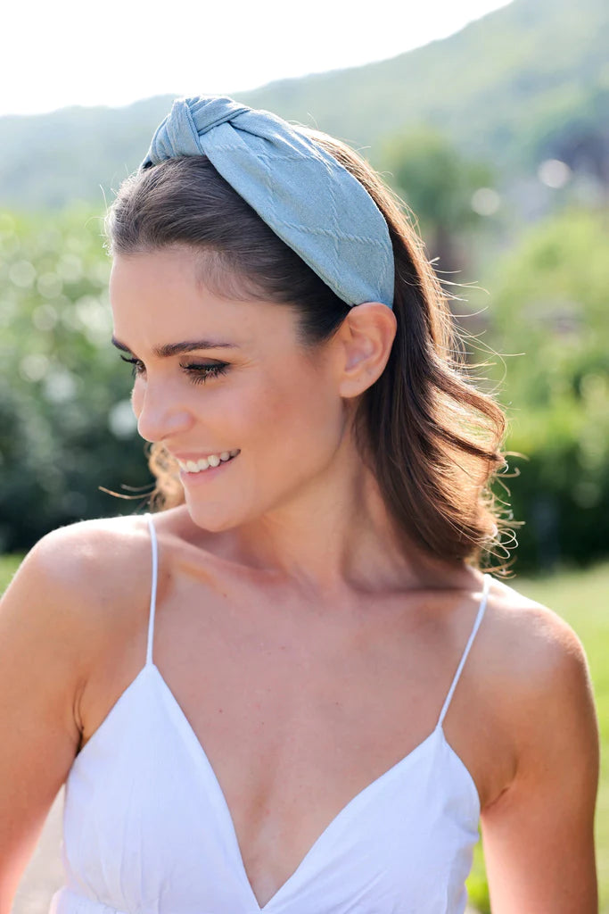 Denim Knotted Headband-110 Jewelry & Hair-SHIRALEAH-July & June Women's Fashion Boutique Located in San Antonio, Texas