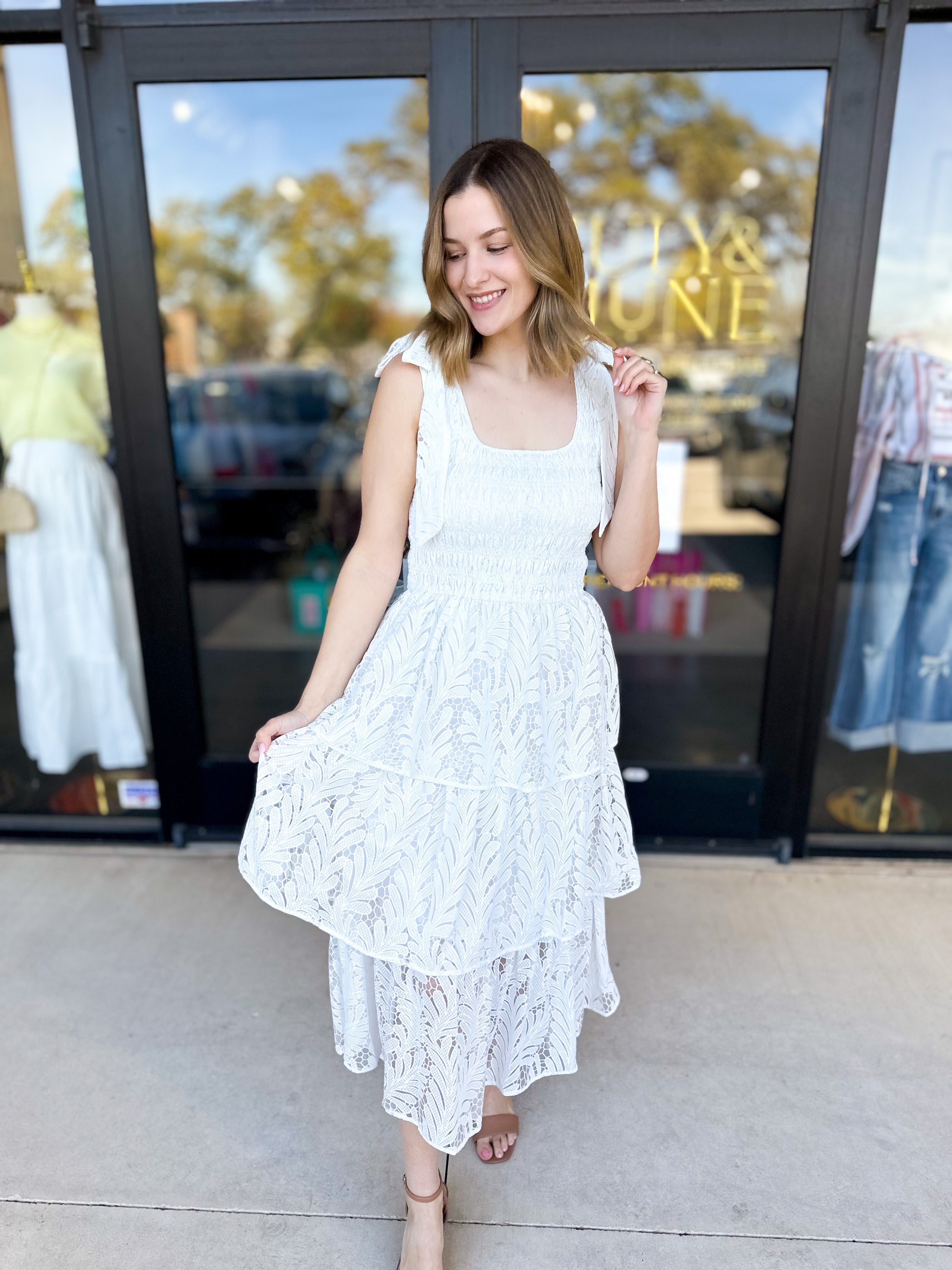 Delaney Midi Dress-500 Midi-SKIES ARE BLUE-July & June Women's Fashion Boutique Located in San Antonio, Texas