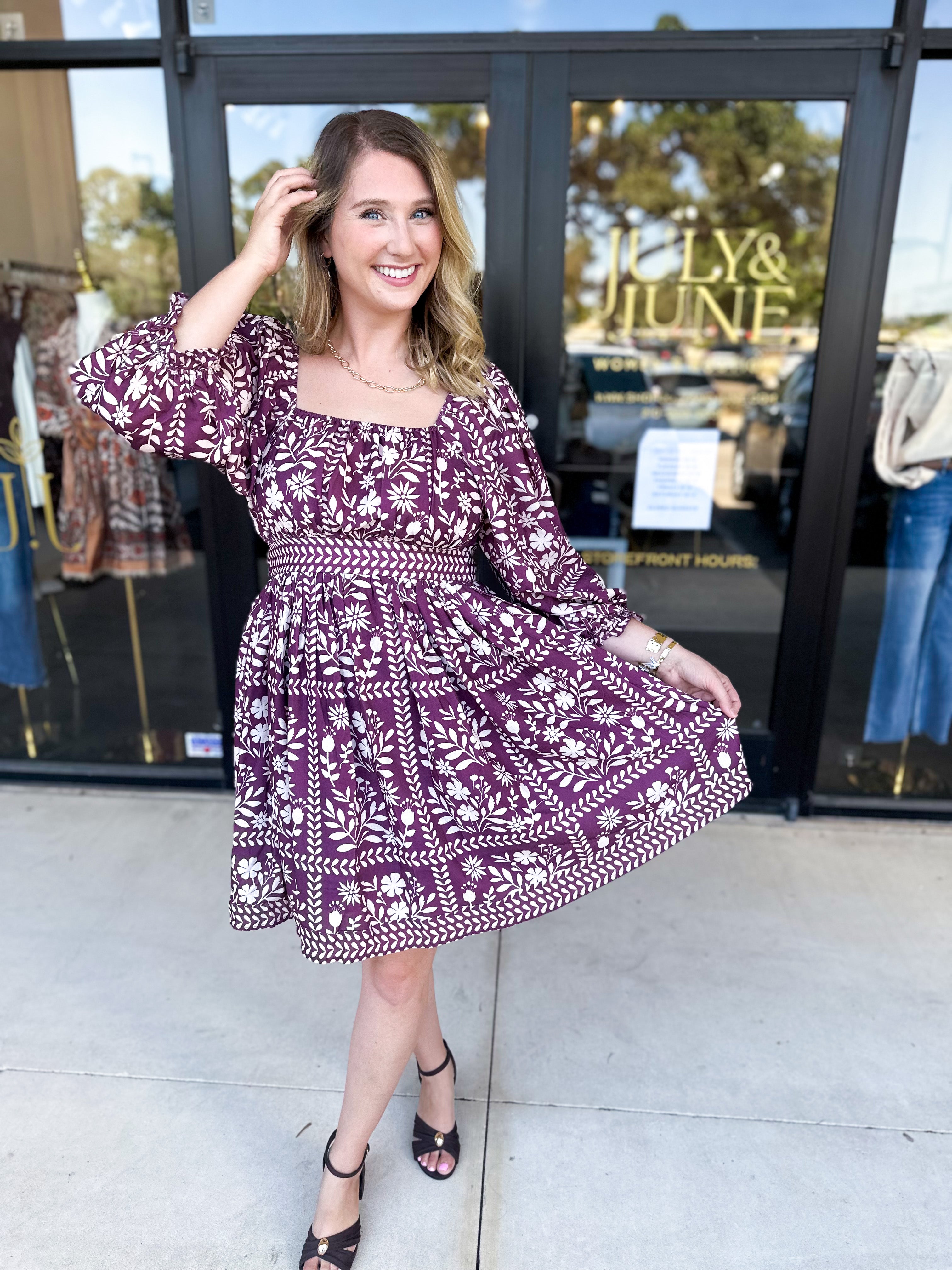The Wrenlee Mini Dress - Wine-510 Mini-POLOGRAM-July & June Women's Fashion Boutique Located in San Antonio, Texas
