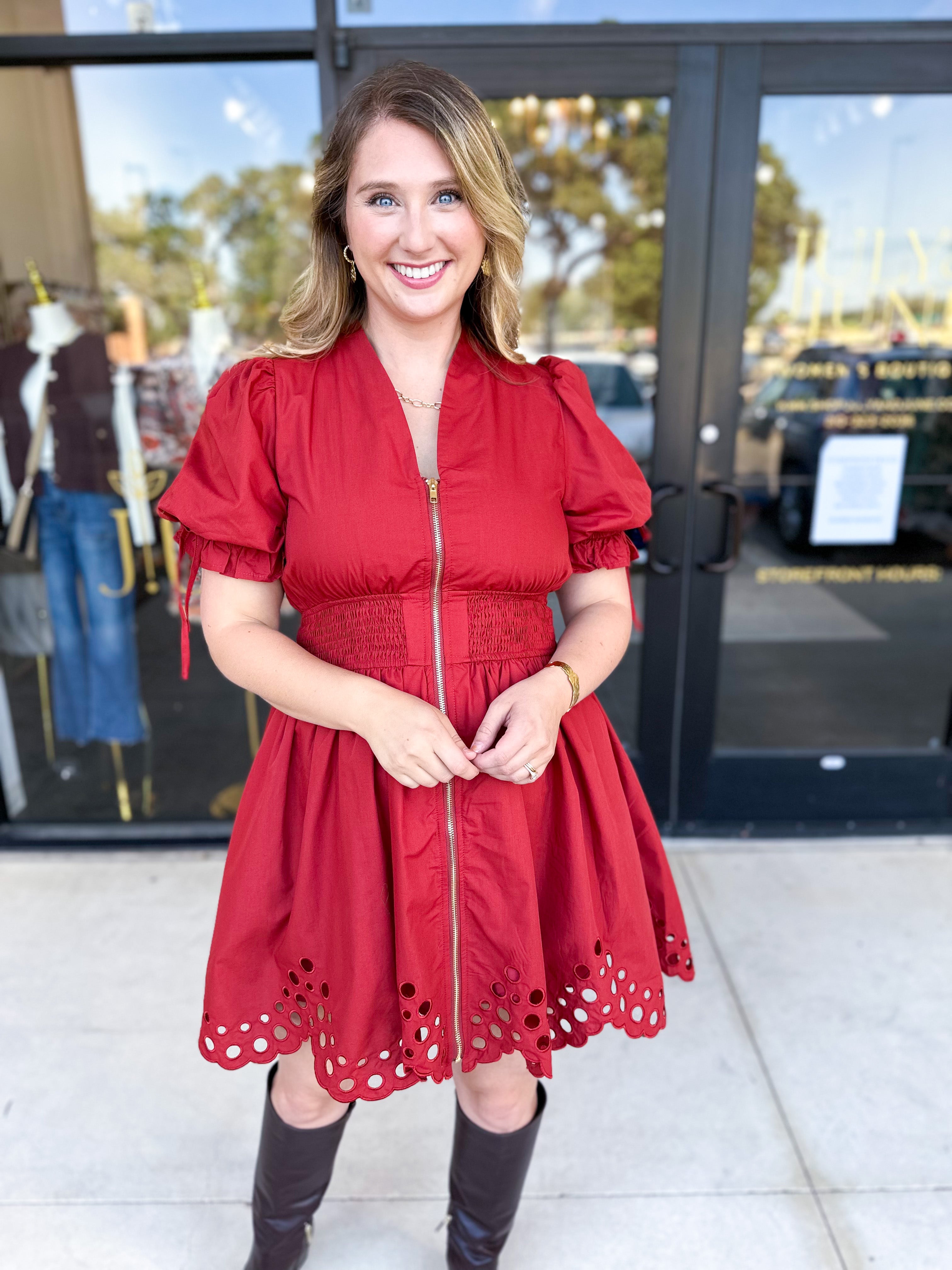 The Adeline Mini Dress - Brick-510 Mini-ENTRO-July & June Women's Fashion Boutique Located in San Antonio, Texas