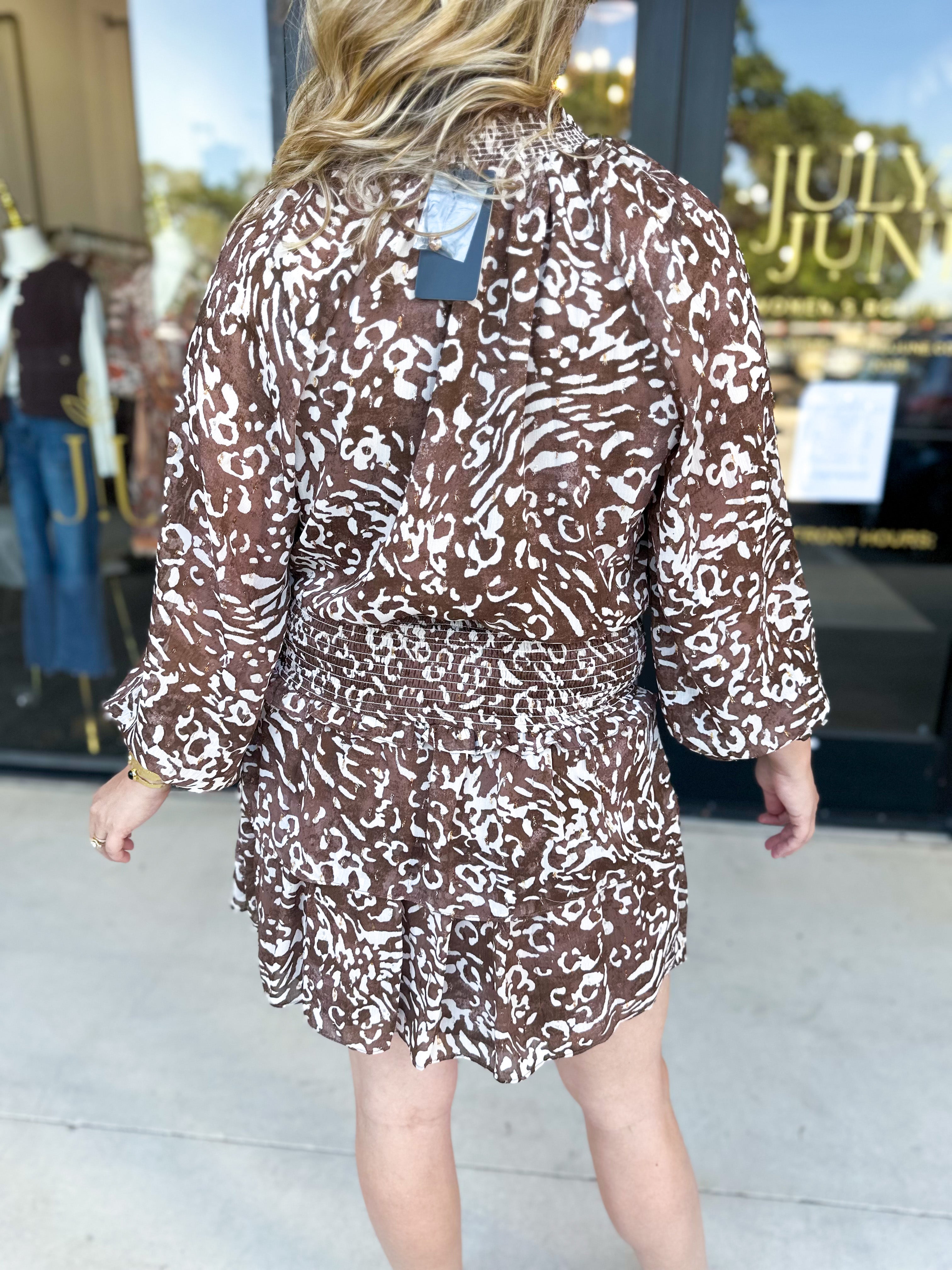 Brown Leopard Mini Dress-510 Mini-FATE-July & June Women's Fashion Boutique Located in San Antonio, Texas