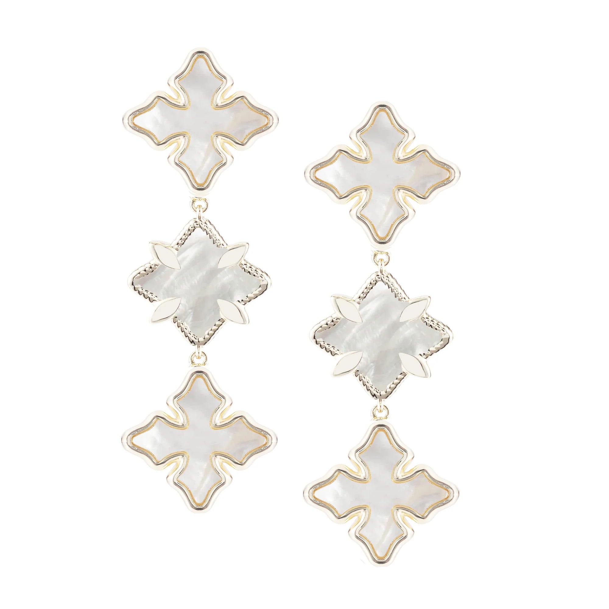 Natalie Wood - Cross Linear Statement Earrings Ivory Pearl/Gold-110 Jewelry & Hair-Natalie Wood-July & June Women's Fashion Boutique Located in San Antonio, Texas