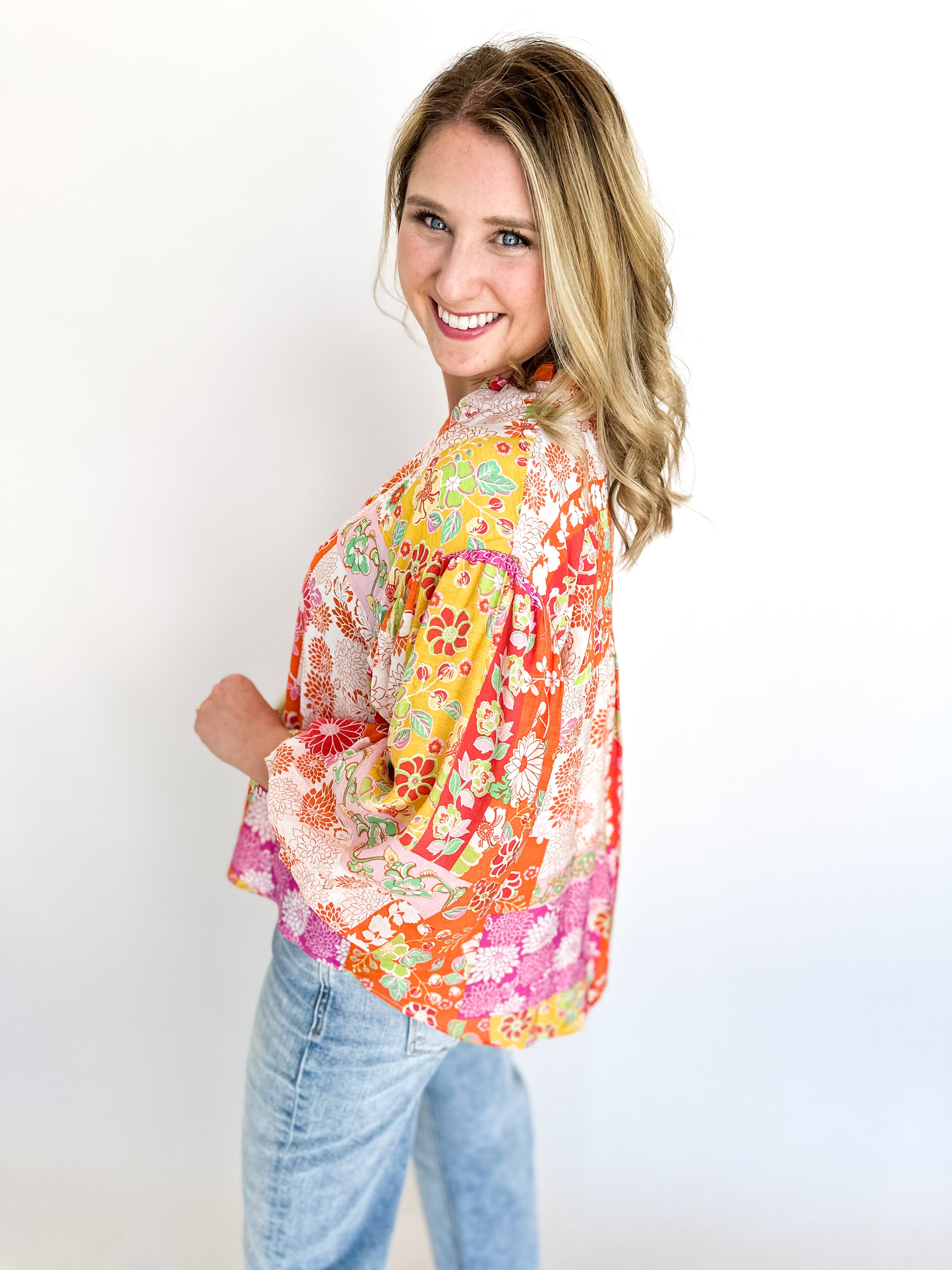Funky Pink Blouse-200 Fashion Blouses-FATE-July & June Women's Fashion Boutique Located in San Antonio, Texas
