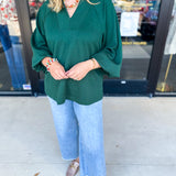 Everyday Comfy Long Sleeve - Pine Green-210 Casual Blouses-JODIFL-July & June Women's Fashion Boutique Located in San Antonio, Texas
