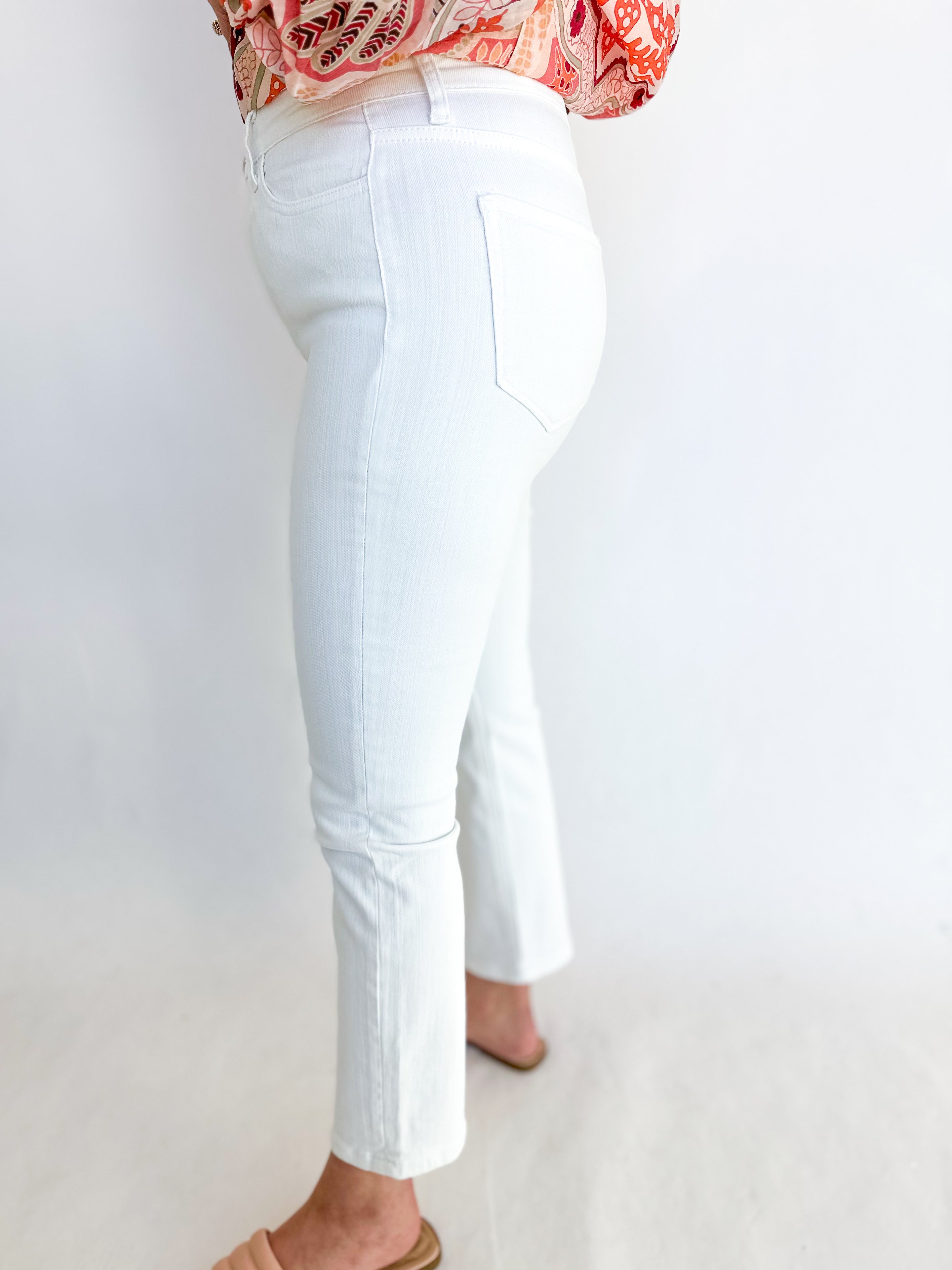 Vervet White High Rise Cropped Straight Leg Jean-400 Pants-VEVERT BY FLYING MONKEY-July & June Women's Fashion Boutique Located in San Antonio, Texas