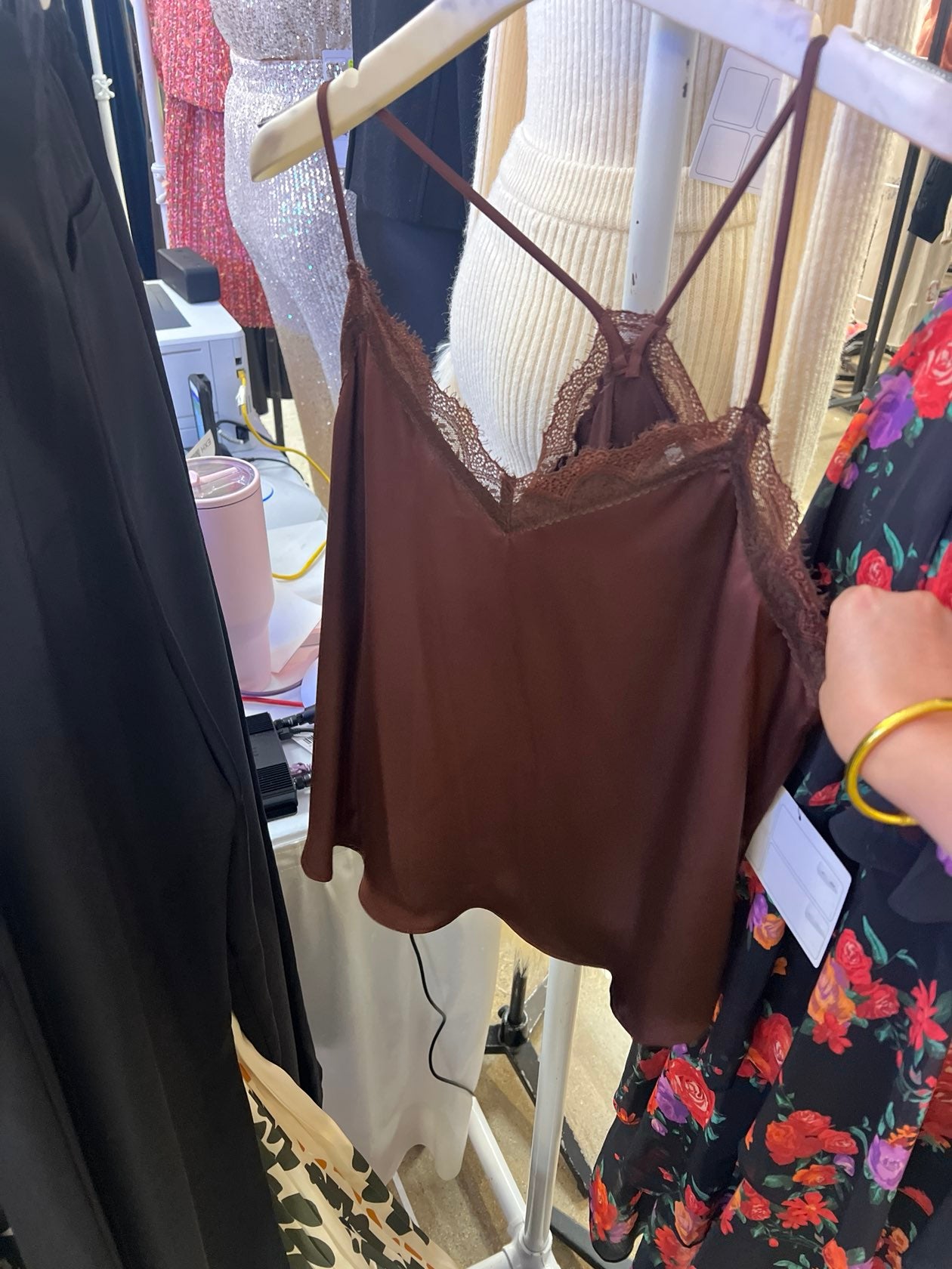 Lacey Cami - Chocolate Brown-200 Fashion Blouses-SKIES ARE BLUE-July & June Women's Fashion Boutique Located in San Antonio, Texas