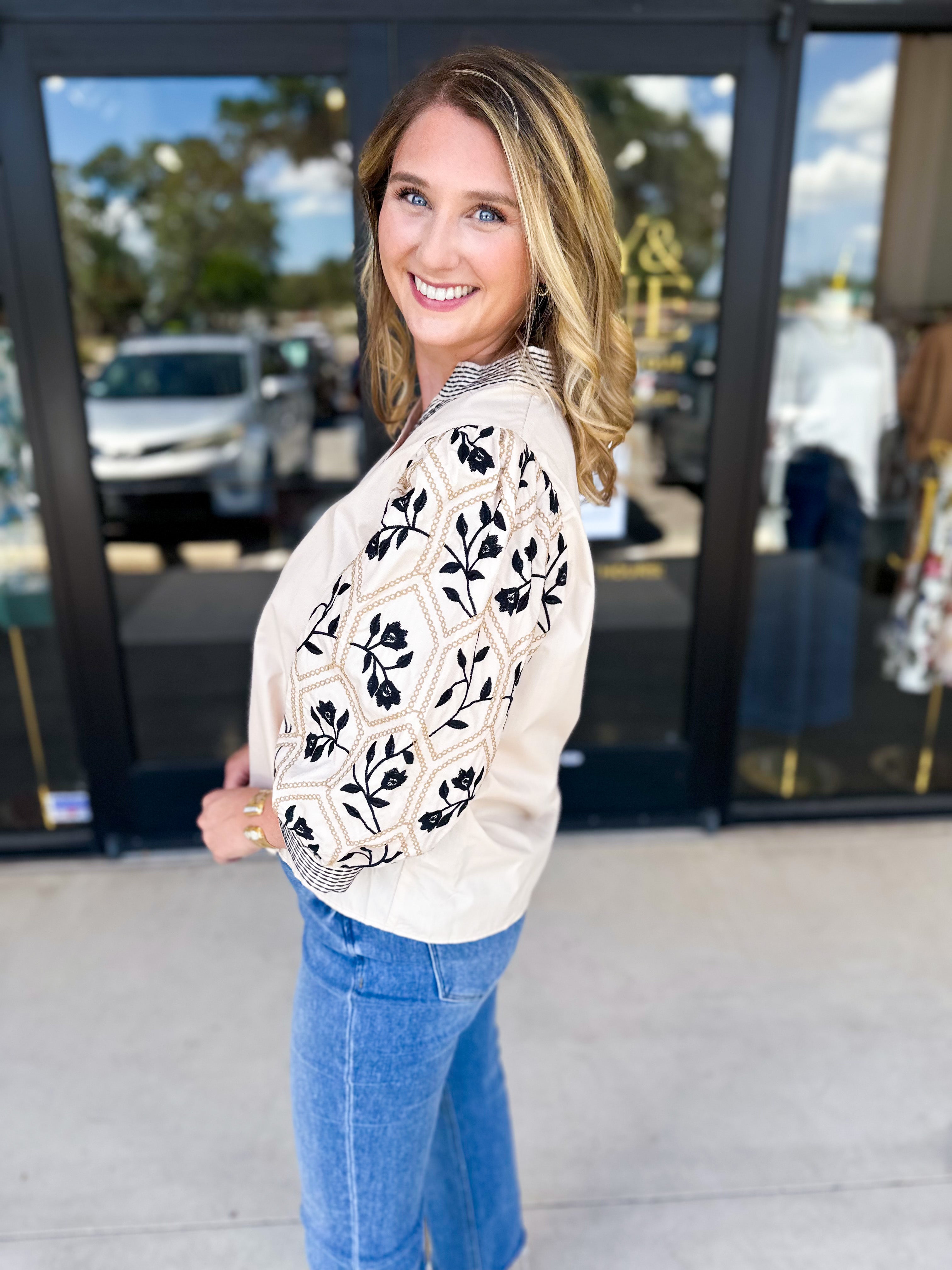 The Lucy Blouse - Ecru-200 Fashion Blouses-ENTRO-July & June Women's Fashion Boutique Located in San Antonio, Texas
