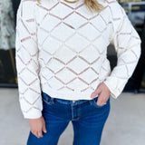 Diamond Knit Sweater Top-230 Sweaters/Cardis-ABLE-July & June Women's Fashion Boutique Located in San Antonio, Texas