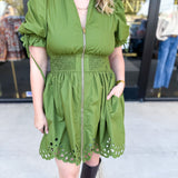 The Adeline Mini Dress - Olive-510 Mini-ENTRO-July & June Women's Fashion Boutique Located in San Antonio, Texas