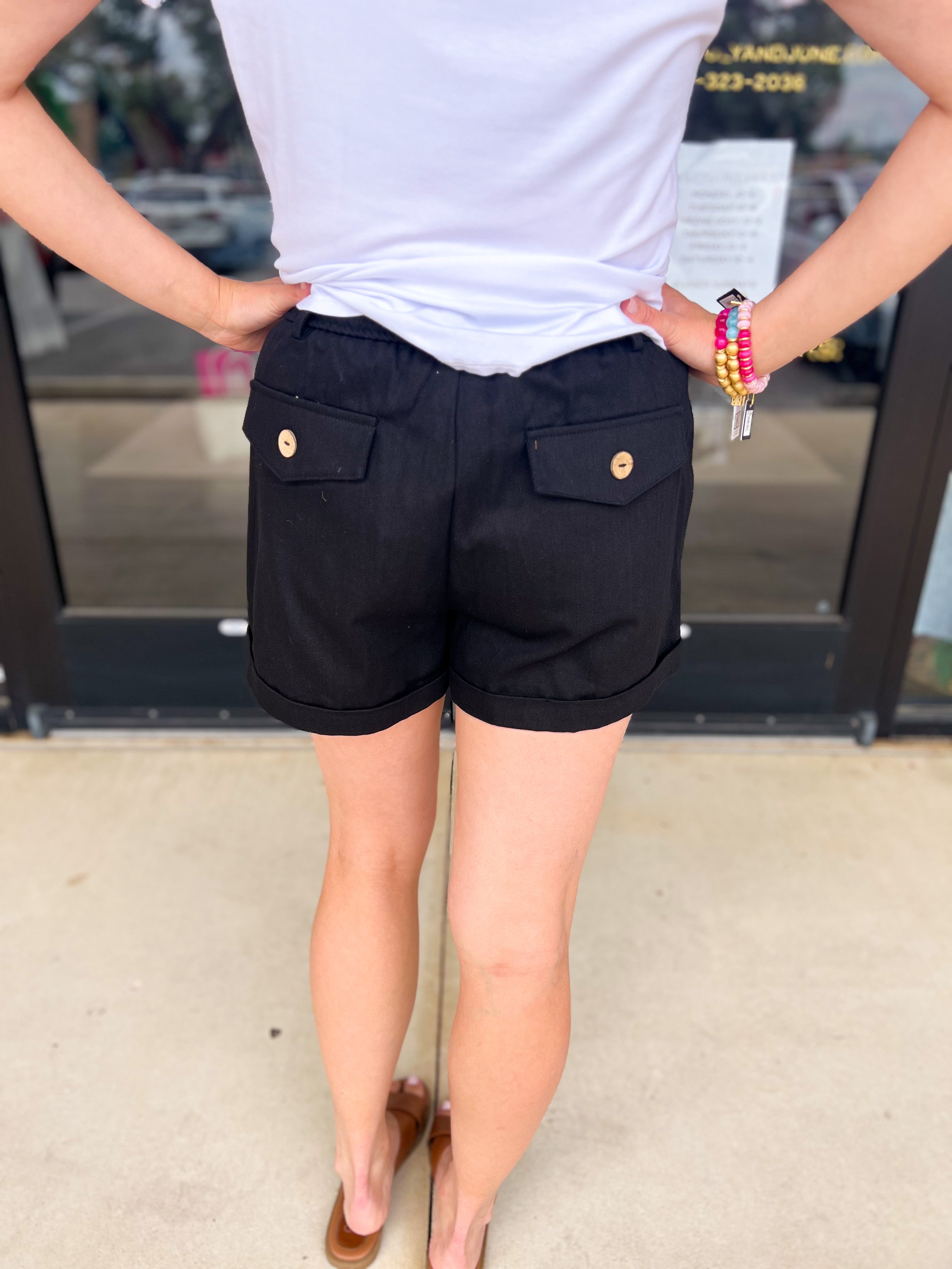 Upscale Shorts - Black-410 Shorts/Skirts-ENTRO-July & June Women's Fashion Boutique Located in San Antonio, Texas