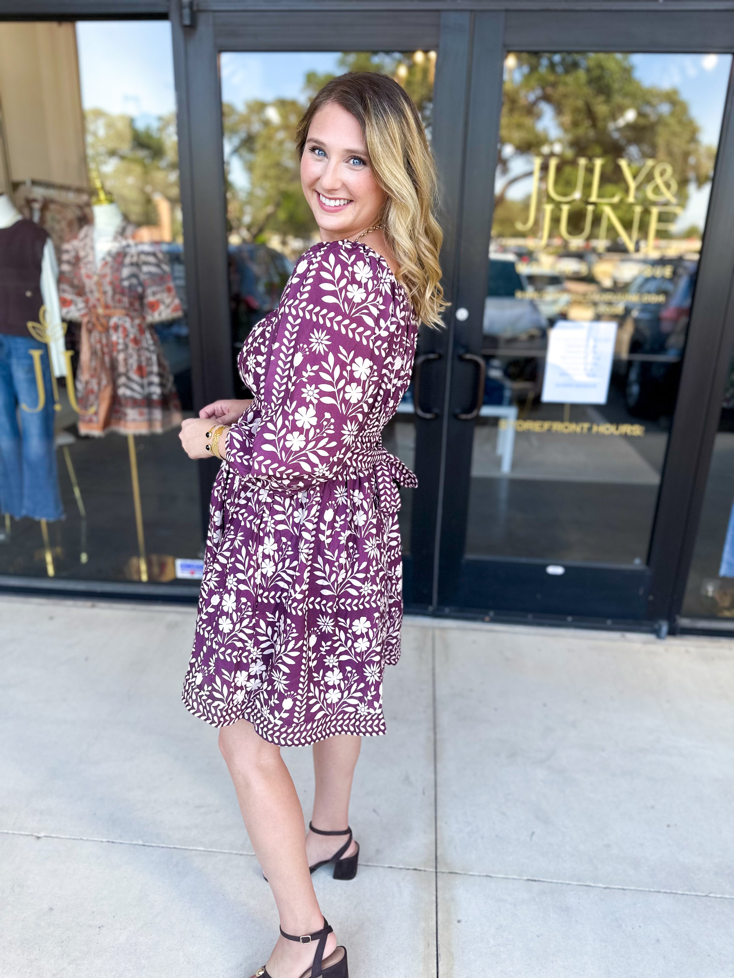 The Wrenlee Mini Dress - Wine-510 Mini-POLOGRAM-July & June Women's Fashion Boutique Located in San Antonio, Texas
